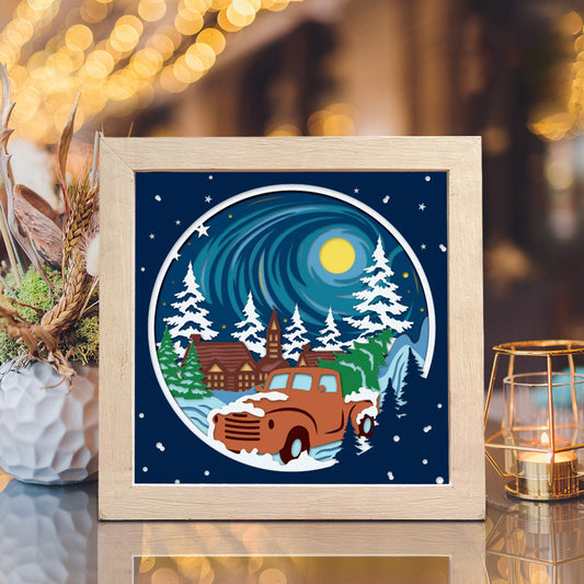 Christmas Truck 4 – 3D Christmas Paper Cut Shadow Box File - Cricut File - (8x8 inches) - VEKTOR KRAFT