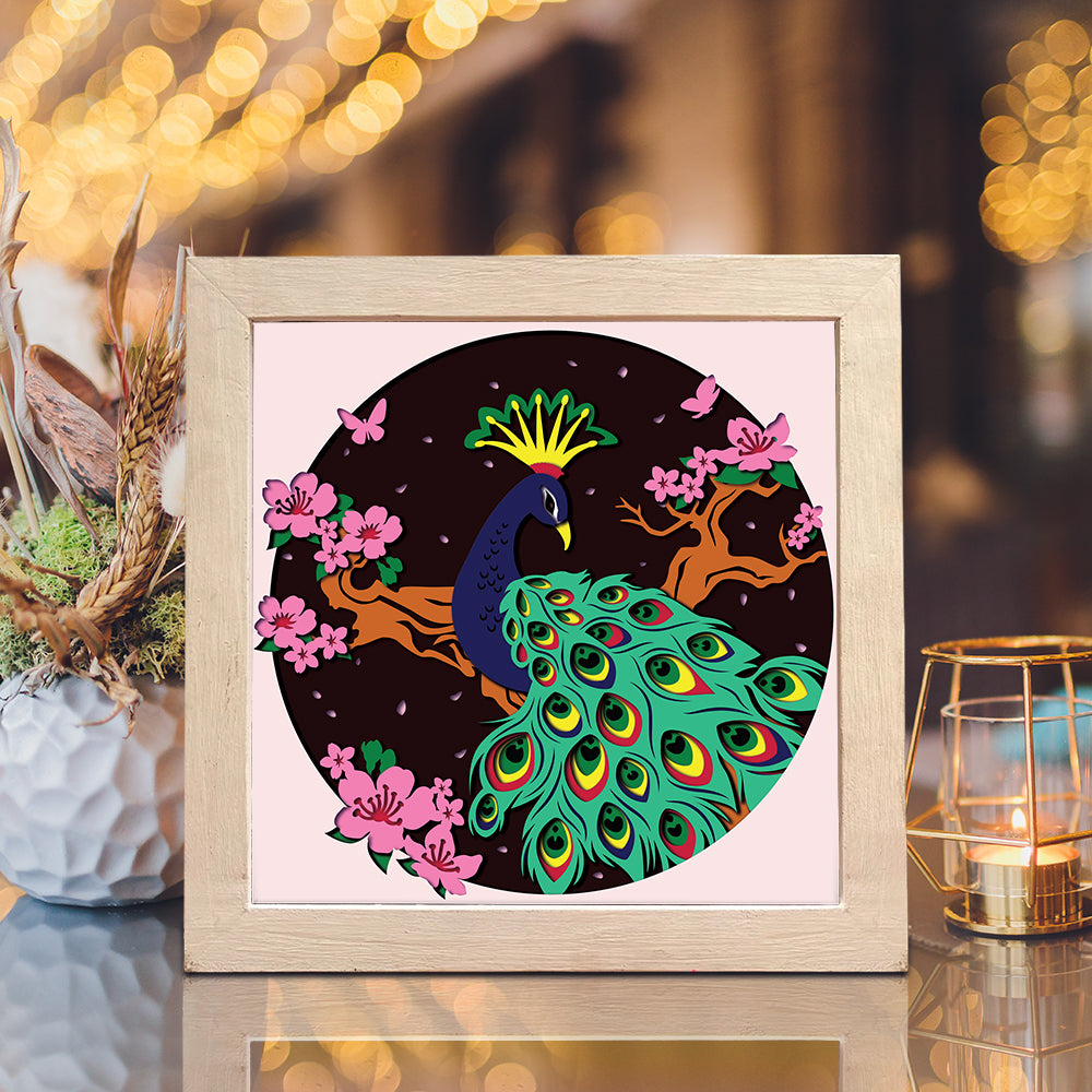 Peacock 3 – 3D Shadow Box SVG File for Cricut & Silhouette