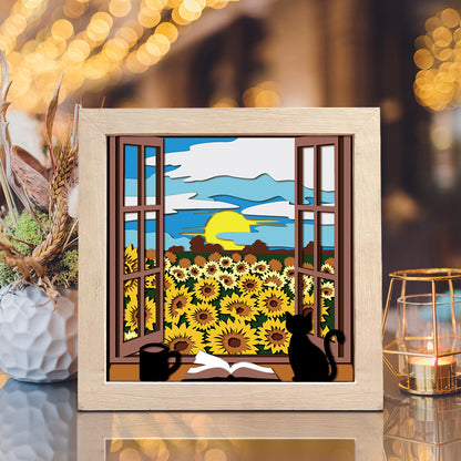 Sunflower Garden – 3D Paper Cut Shadow Box File - Cricut File - (8x8 inches) - VEKTOR KRAFT