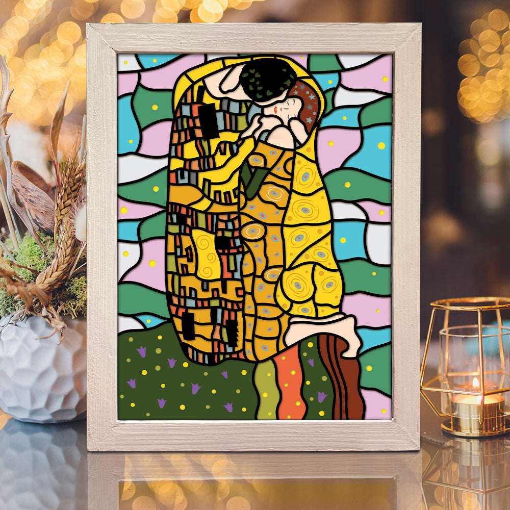The Kiss – 3D Paper Cut Shadow Box File - Cricut File - (8x10 inches) - VEKTOR KRAFT