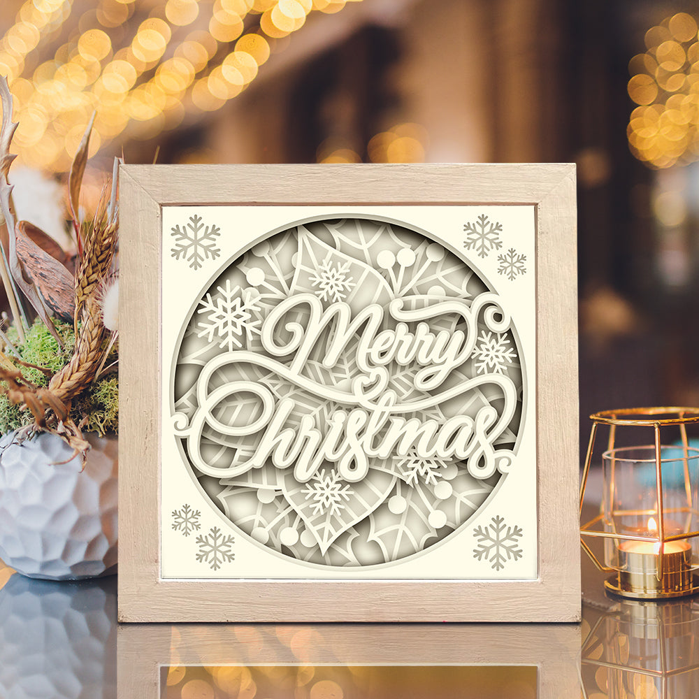 Merry Christmas – 3D Christmas Paper Cut Shadow Box File - Cricut File - (8x8 inches) - VEKTOR KRAFT