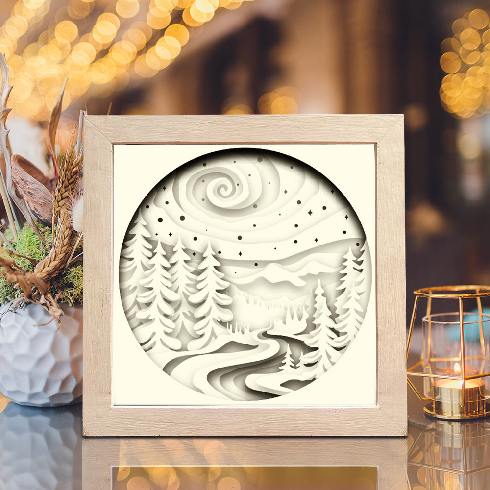 Aurora Mountain – 3D Shadow Box SVG File for Cricut & Silhouette