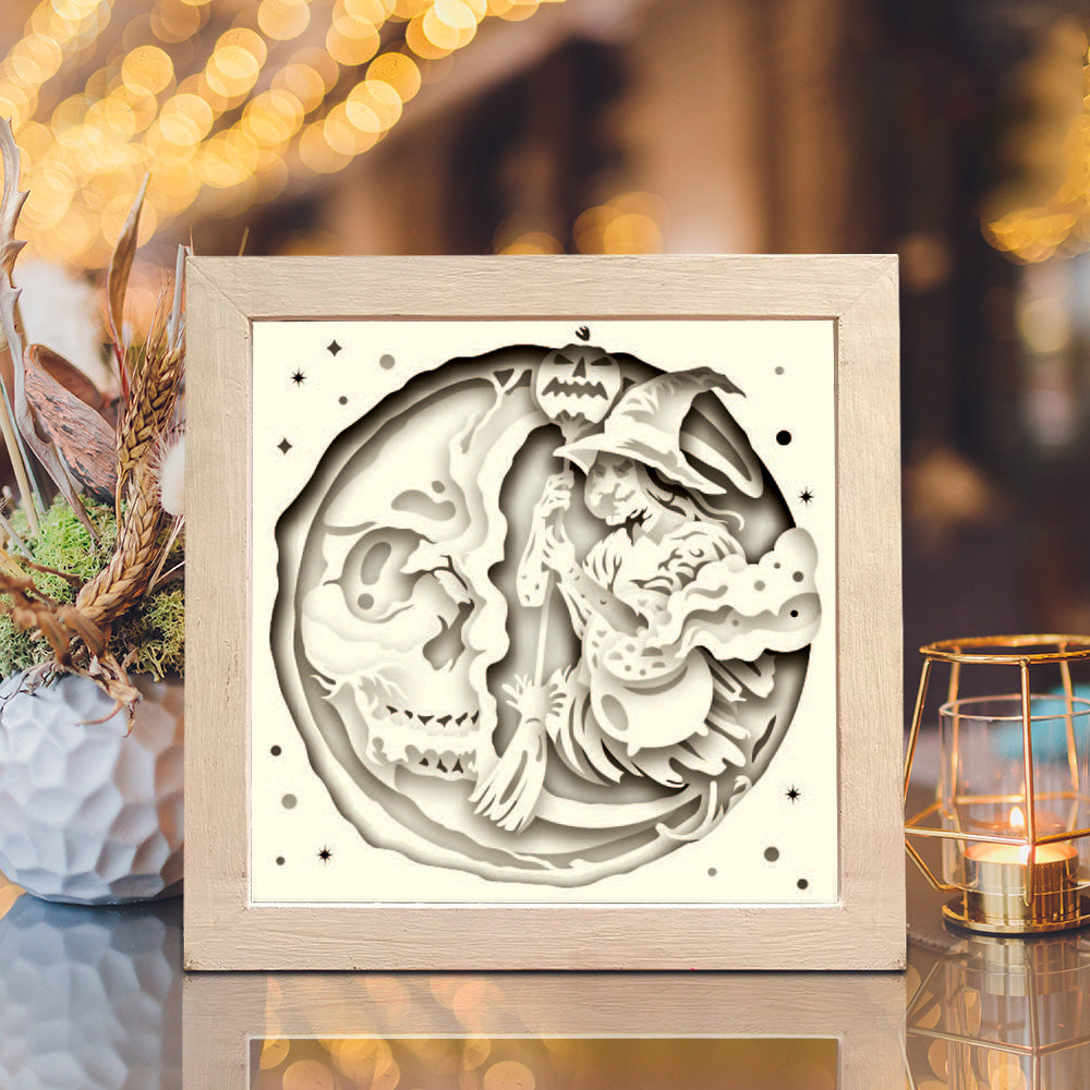 Moon witch – 3D Shadow Box SVG File for Cricut & Silhouette