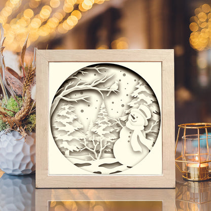 Snowman And Cardinals – 3D Shadow Box SVG File for Cricut & Silhouette