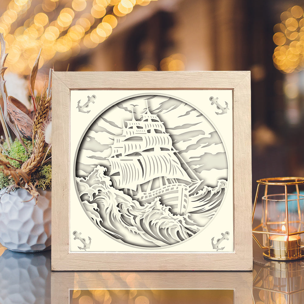 Sailing Ship – 3D Paper Cut Shadow Box File - Cricut File - (8x8 inches) - VEKTOR KRAFT