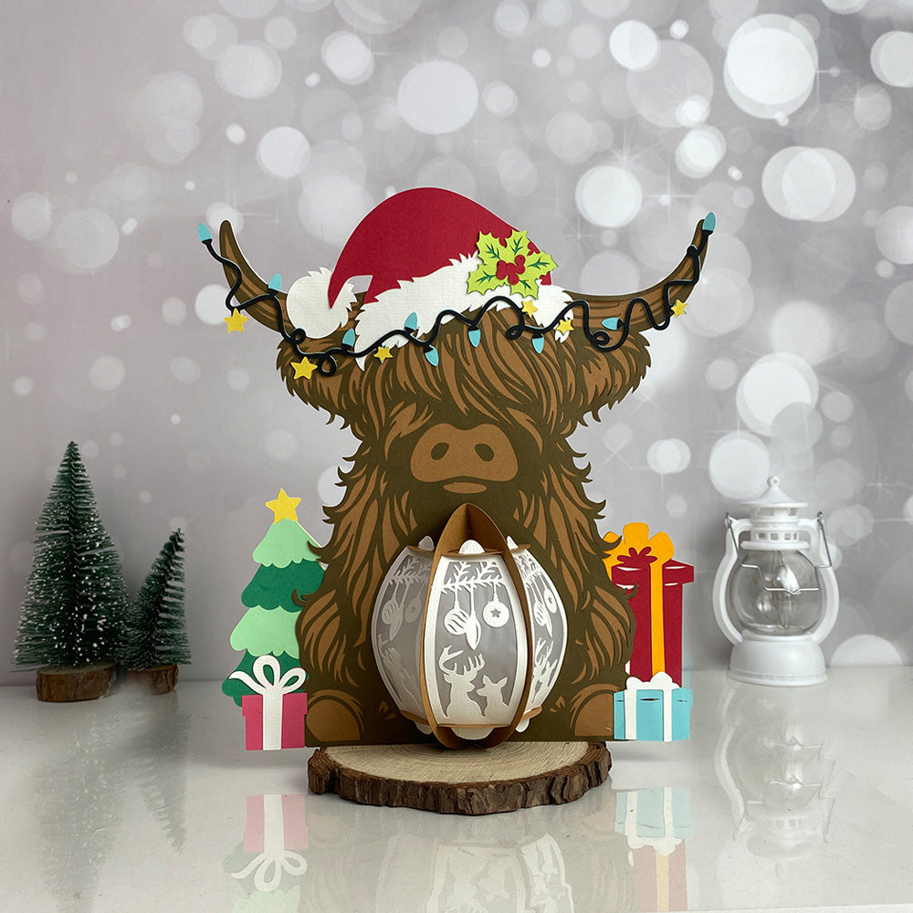 Highland Cow Christmas - 3D Christmas Lantern File - Cricut File  - VEKTOR KRAFT