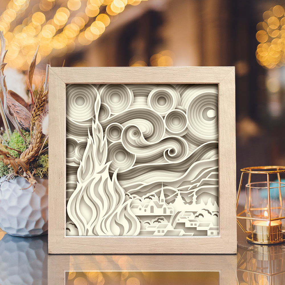 Starry Night 3 – 3D Shadow Box SVG File for Cricut & Silhouette