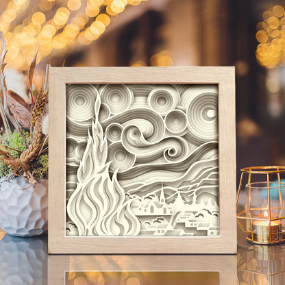 Starry Night 3 – 3D Shadow Box SVG File for Cricut & Silhouette