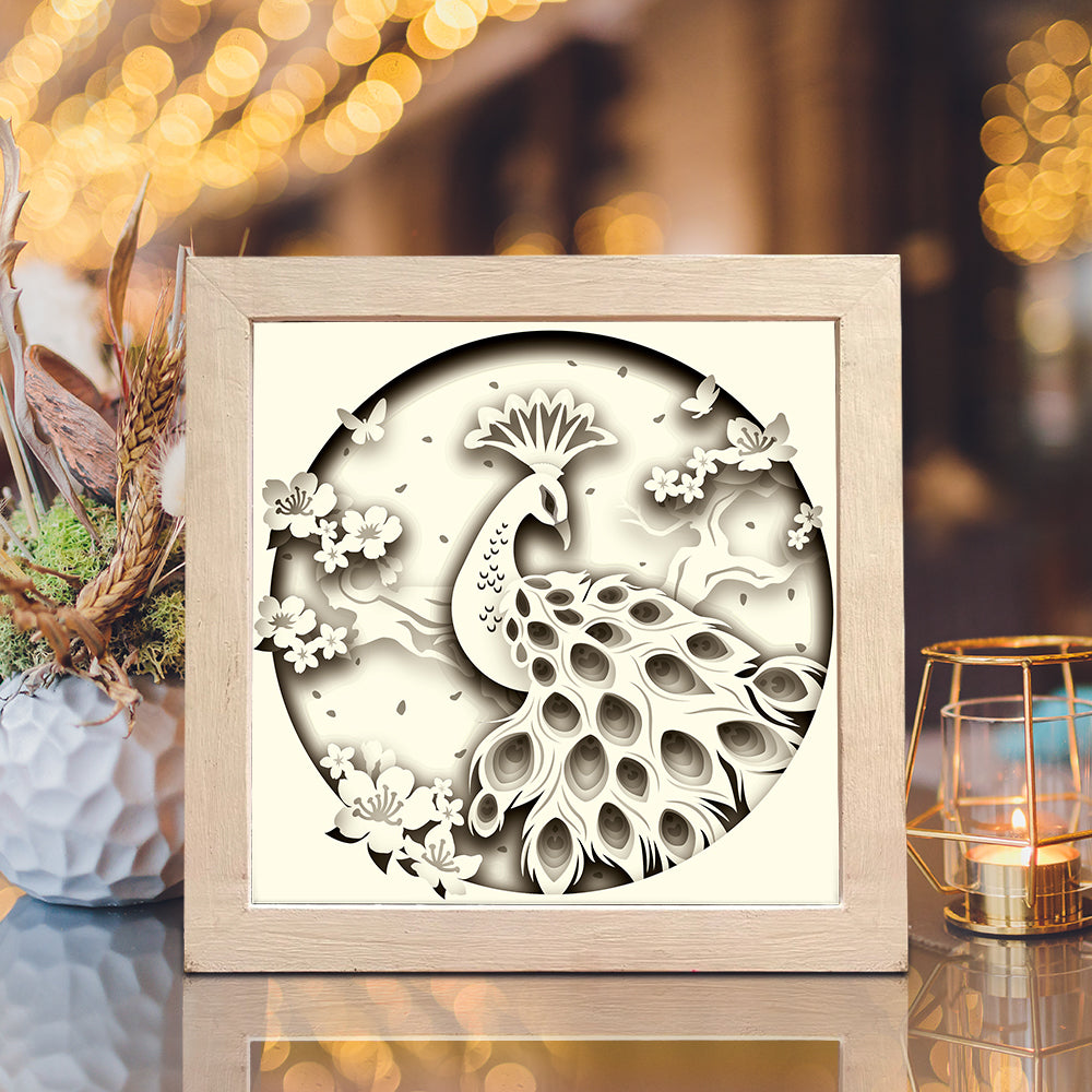 Peacock 3 – 3D Shadow Box SVG File for Cricut & Silhouette
