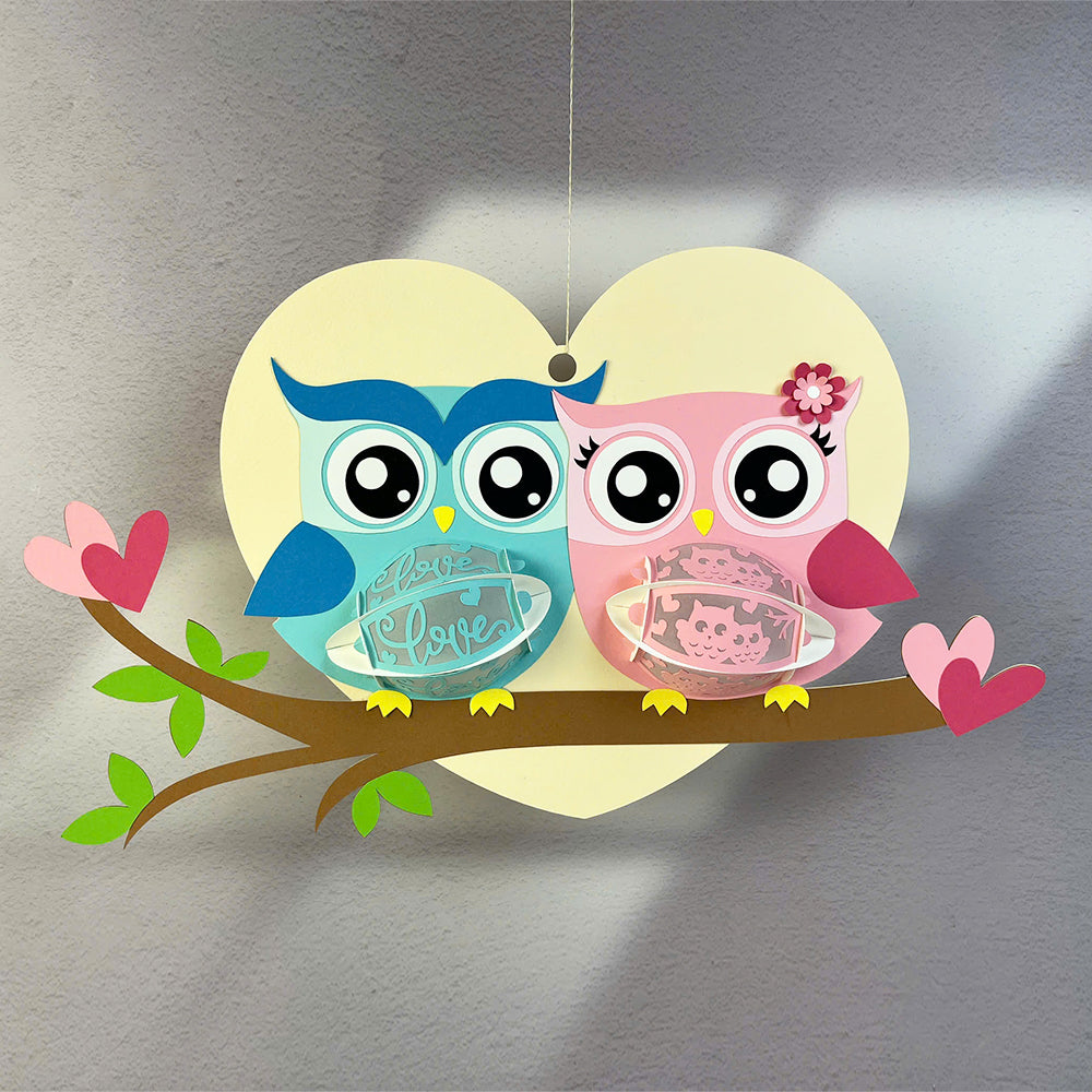 Owl Couple – 3D Lantern SVG File for Cricut & Silhouette