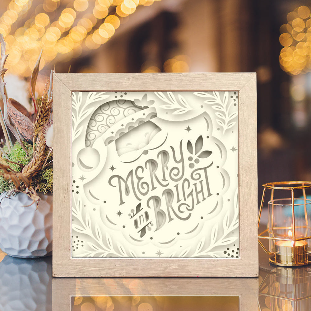 Merry Bright – 3D Shadow Box SVG File for Cricut & Silhouette