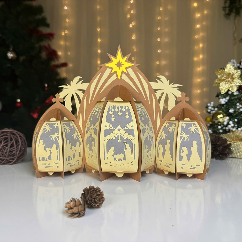 Nativity House - 3D Christmas Lantern File - Cricut File  - VEKTOR KRAFT