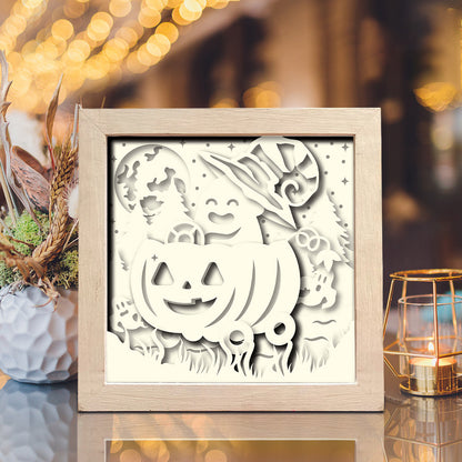 Pumpkin Boo – 3D Halloween Paper Cut Shadow Box File - Cricut File - (8x8 inches) - VEKTOR KRAFT