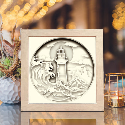 Lighthouse 10– 3D Landscape Paper Cut Shadow Box File  - Cricut File - (8x8 inches) - VEKTOR KRAFT