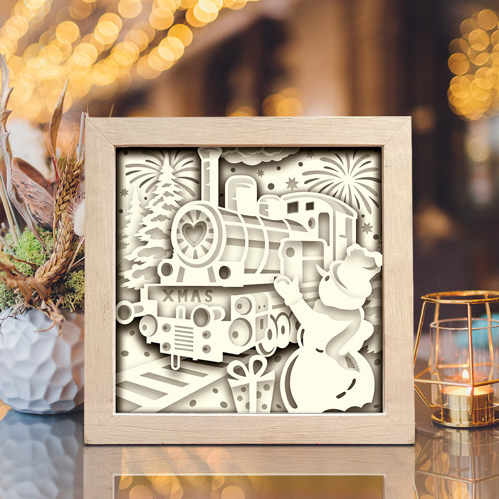 Christmas Train – 3D Shadow Box SVG File for Cricut & Silhouette