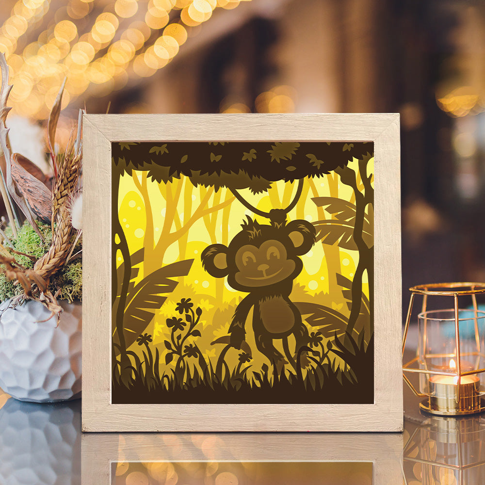 Monkey – 3D Lightbox SVG File for Cricut & Silhouette