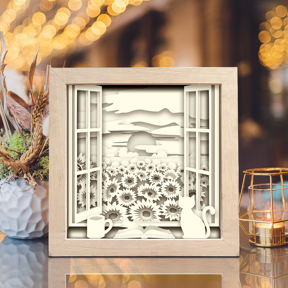 Sunflower Garden – 3D Paper Cut Shadow Box File - Cricut File - (8x8 inches) - VEKTOR KRAFT