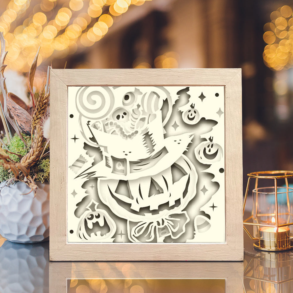 Pumpkin Candy – 3D Halloween Paper Cut Shadow Box File - Cricut File - (8x8 inches) - VEKTOR KRAFT