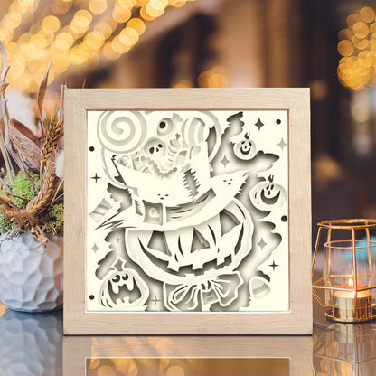 Pumpkin Candy – 3D Halloween Paper Cut Shadow Box File - Cricut File - (8x8 inches) - VEKTOR KRAFT