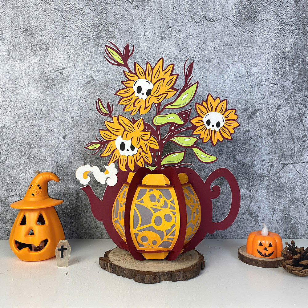 Kettle Flowers 4 - 3D Halloween Paper Lantern File - Cricut File  - VEKTOR KRAFT