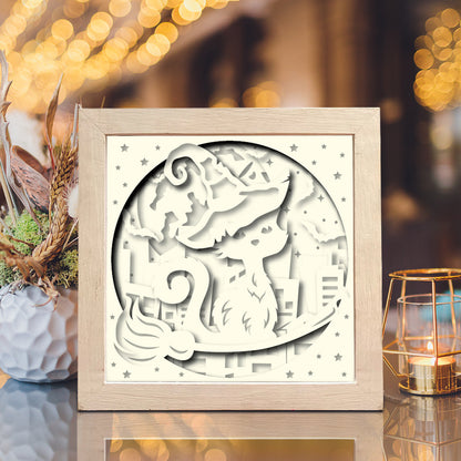 Witch Cat 4 – 3D Halloween Paper Cut Shadow Box File - Cricut File - (8x8 inches) - VEKTOR KRAFT