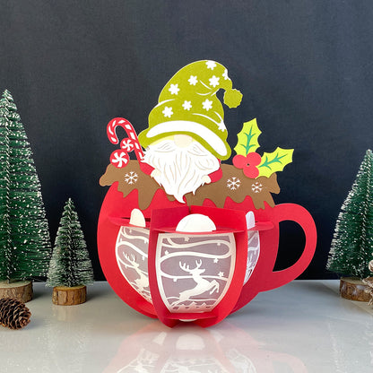 Hot Cocoa Gnome - 3D Christmas Lantern File - Cricut File  - VEKTOR KRAFT