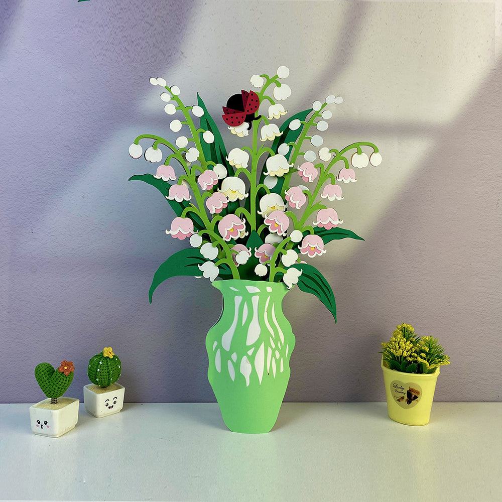 Flower Vase Lily Of The Valley – 3D Pop-Up Card SVG File for Cricut & Silhouette