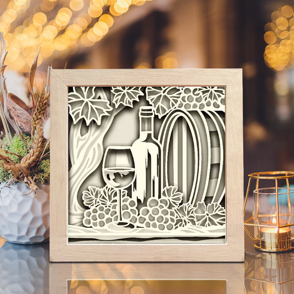 Grape Wine – 3D Shadow Box SVG File for Cricut & Silhouette