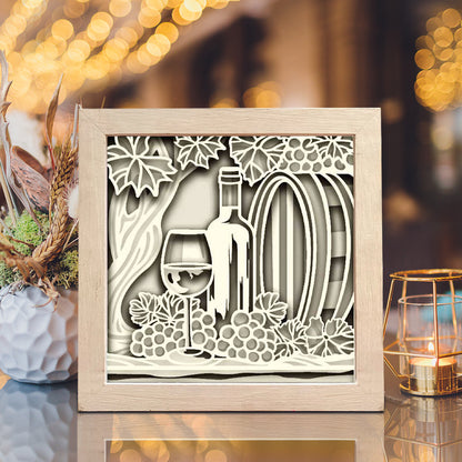 Grape Wine – 3D Shadow Box SVG File for Cricut & Silhouette