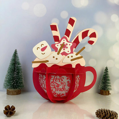 Hot Cocoa Snowman - 3D Christmas Lantern File - Cricut File  - VEKTOR KRAFT