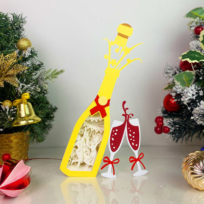 New Year Party – 3D Champagne Box  File - Cricut File - VEKTOR KRAFT
