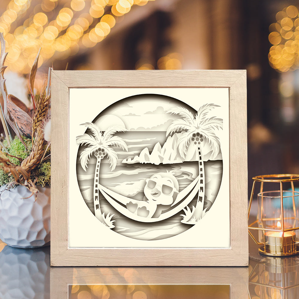 Penguin on the Beach – 3D Animal Paper Cut Shadow Box File - Cricut File - (8x8 inches) - VEKTOR KRAFT