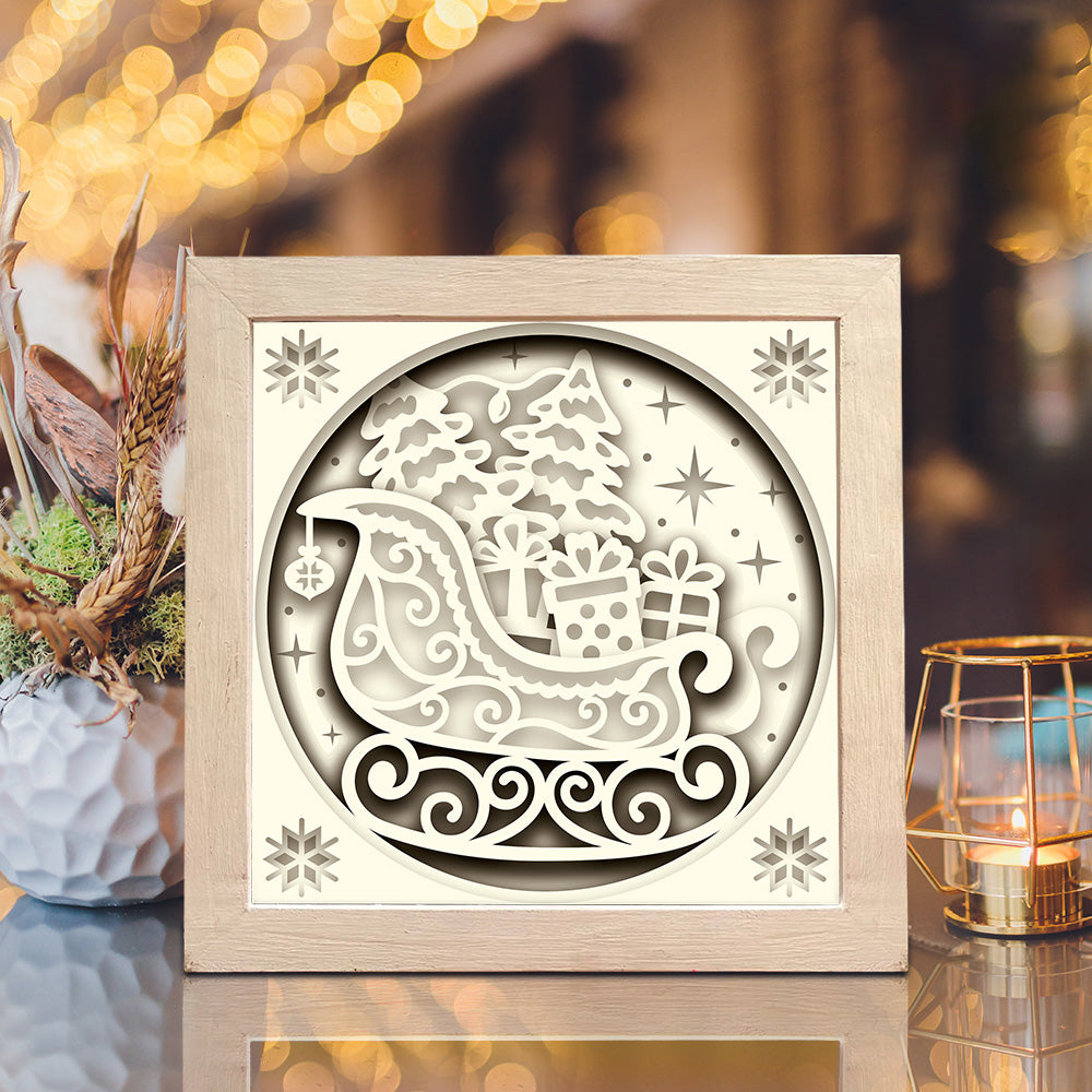 Christmas Sleigh – 3D Shadow Box SVG File for Cricut & Silhouette