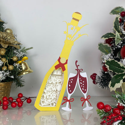 Happy New Year – 3D Champagne Box  File - Cricut File - VEKTOR KRAFT