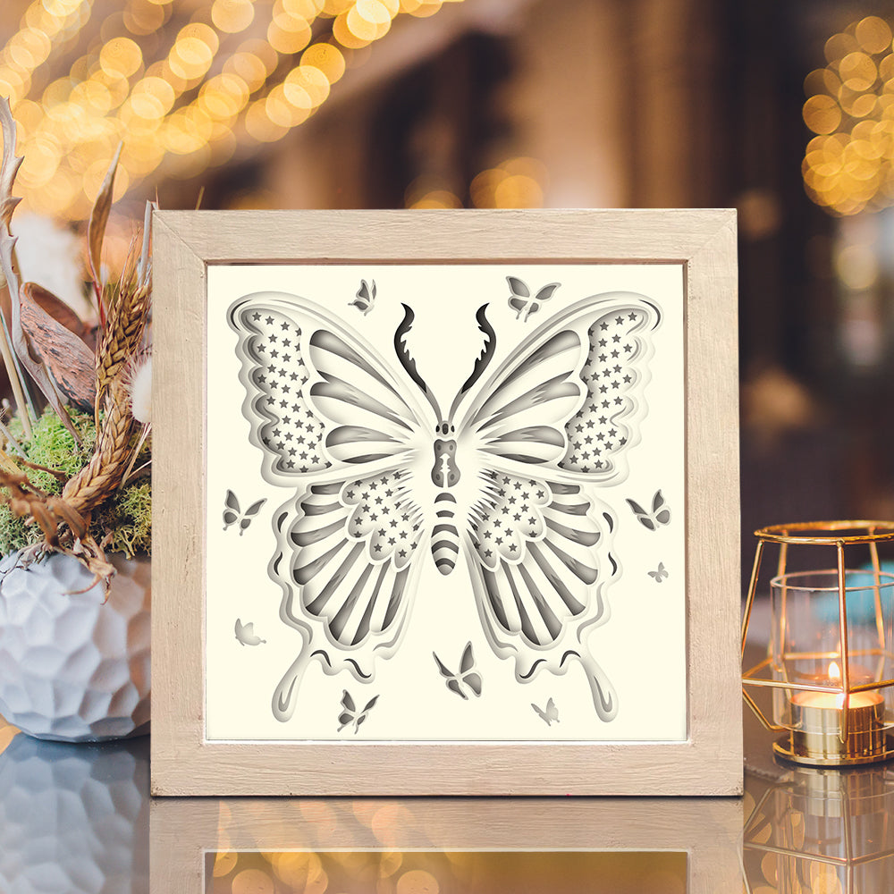 American Flag Butterfly – 3D Shadow Box SVG File for Cricut & Silhouette