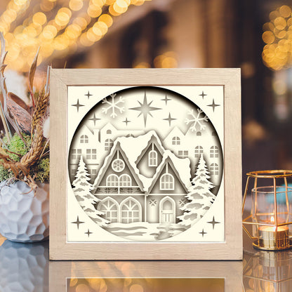 Christmas Village 3 – 3D Shadow Box SVG File for Cricut & Silhouette