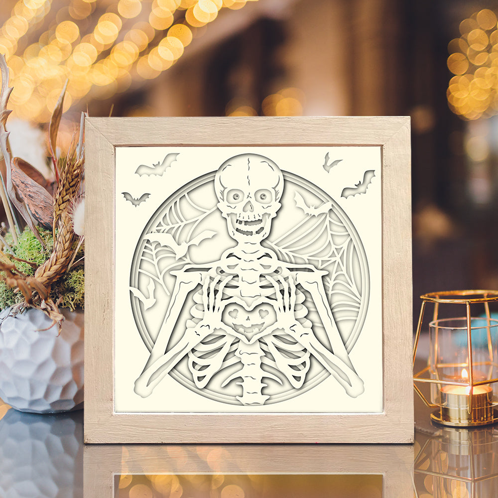 Skeleton Love – 3D Halloween Paper Cut Shadow Box File - Cricut File - (8x8 inches) - VEKTOR KRAFT