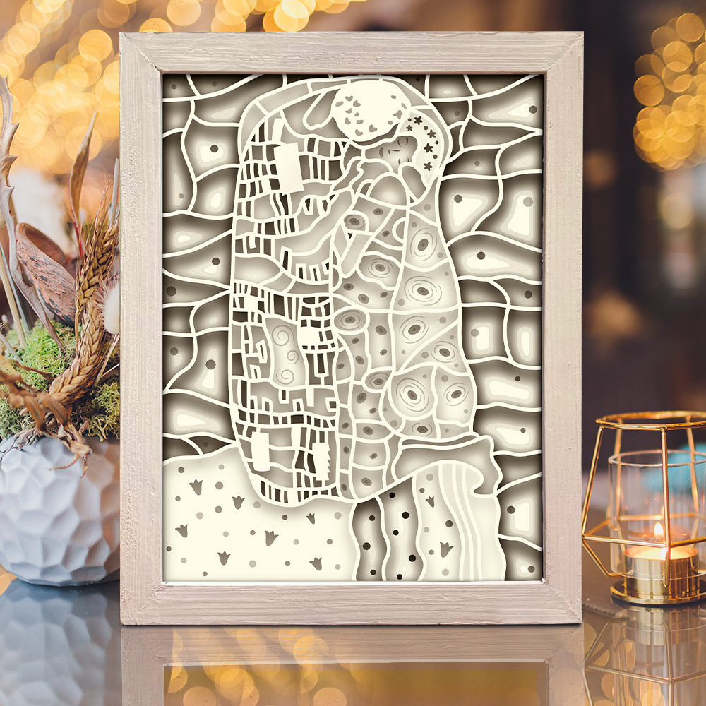 The Kiss – 3D Paper Cut Shadow Box File - Cricut File - (8x10 inches) - VEKTOR KRAFT