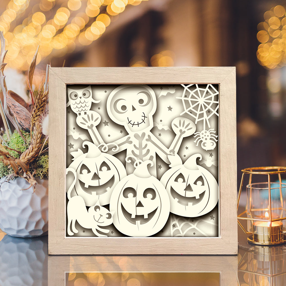 Pumpkin Skeleton – 3D Shadow Box SVG File for Cricut & Silhouette