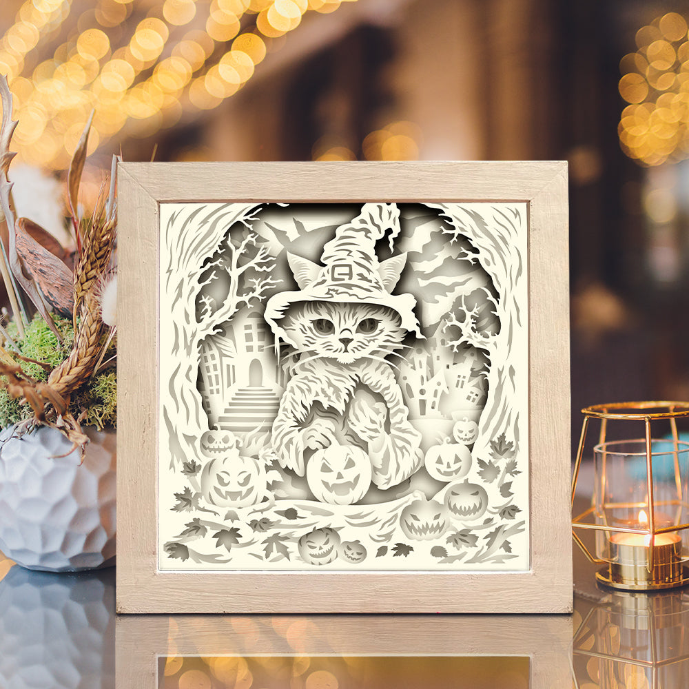 Witch Cat 3 – 3D Shadow Box SVG File for Cricut & Silhouette