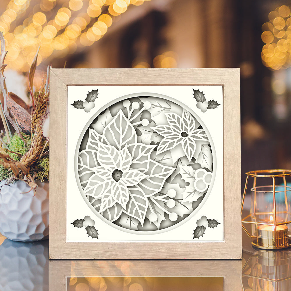 Poinsettia – 3D Christmas Paper Cut Shadow Box File - Cricut File - (8x8 inches) - VEKTOR KRAFT