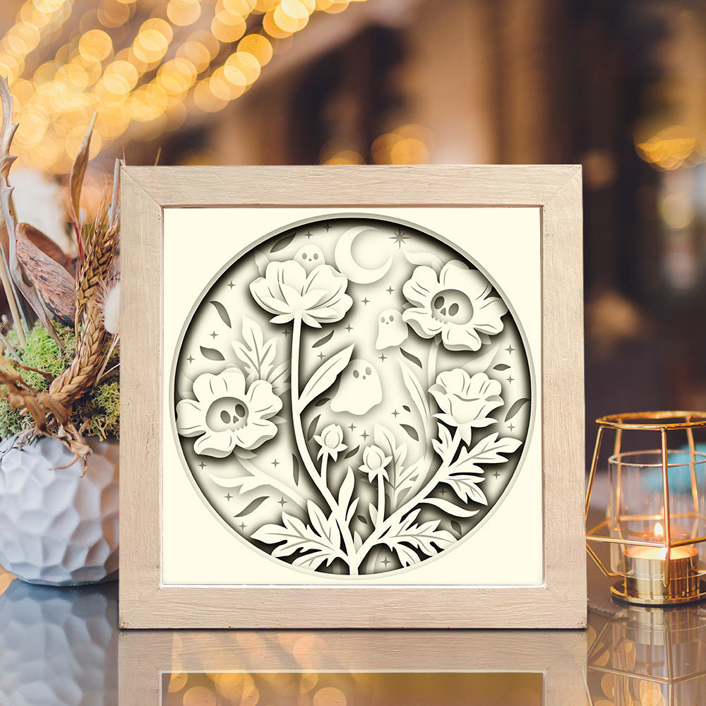 Flowers Ghost – 3D Shadow Box SVG File for Cricut & Silhouette