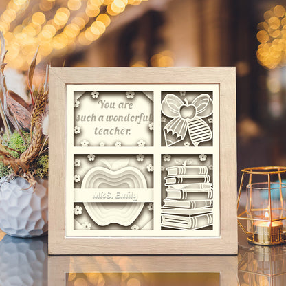 Teacher Gift 4 – 3D Customizable Paper Cut Shadow Box File - Cricut File - (8x8 inches) - VEKTOR KRAFT
