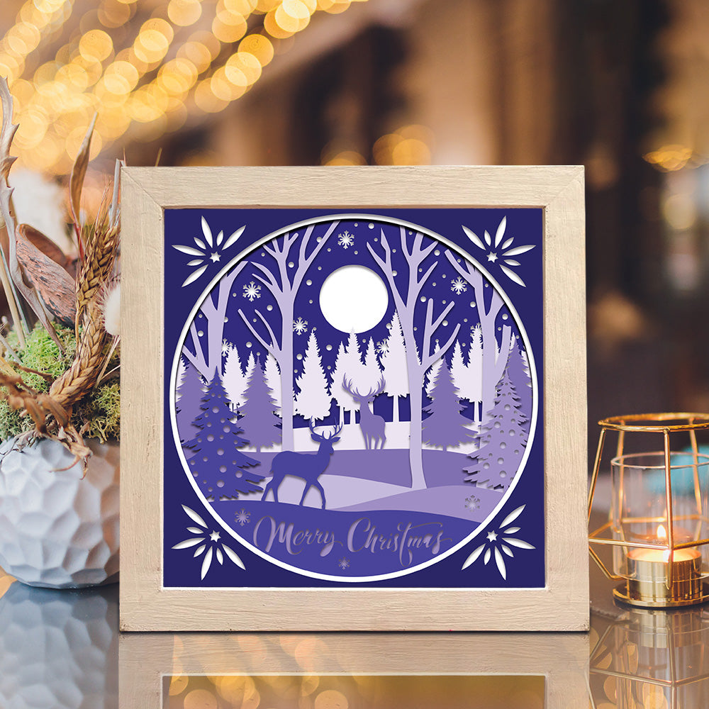 Merry Christmas Deer 2 – 3D Shadow Box SVG File for Cricut & Silhouette