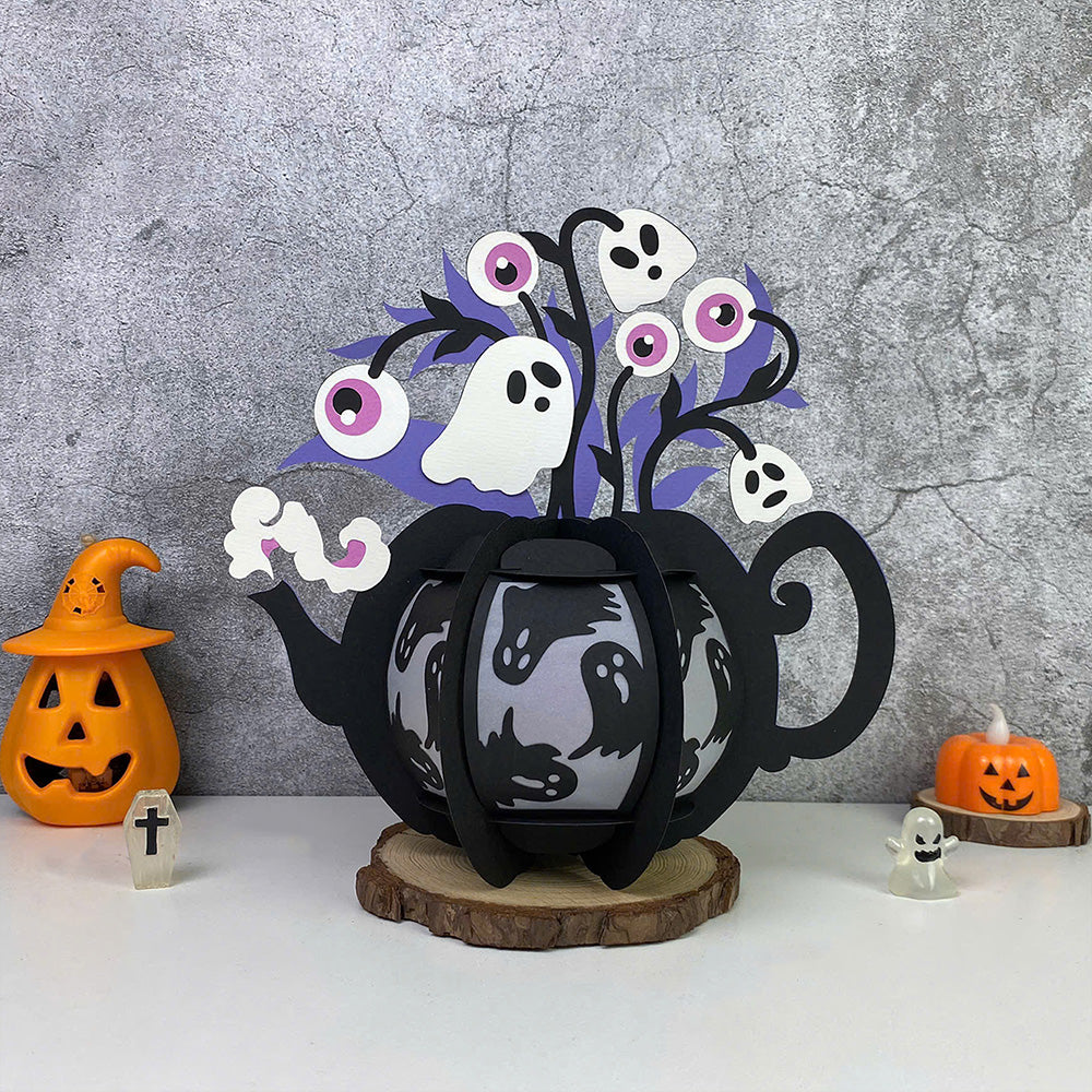Kettle Flowers 5 - 3D Halloween Paper Lantern File - Cricut File  - VEKTOR KRAFT