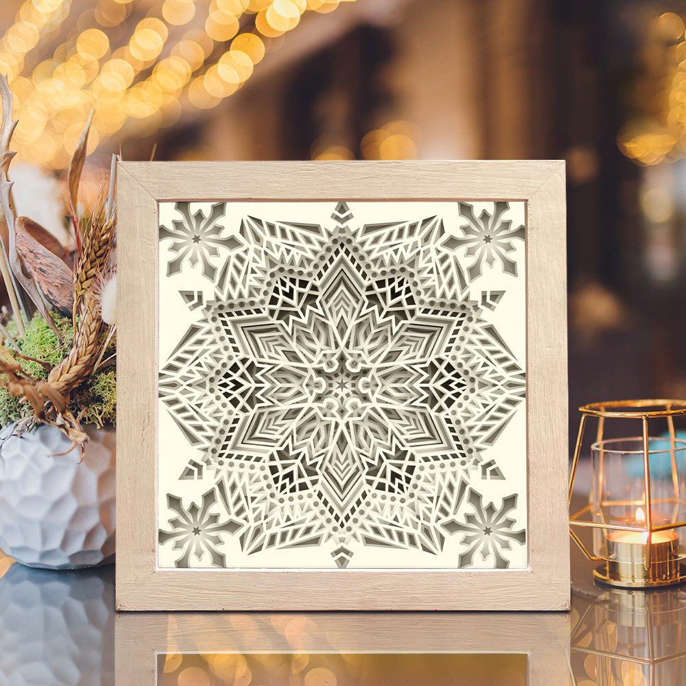 Snow Mandala 2 – 3D Shadow Box SVG File for Cricut & Silhouette
