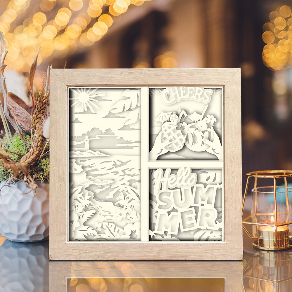 Hello Summer 3 – 3D Shadow Box SVG File for Cricut & Silhouette