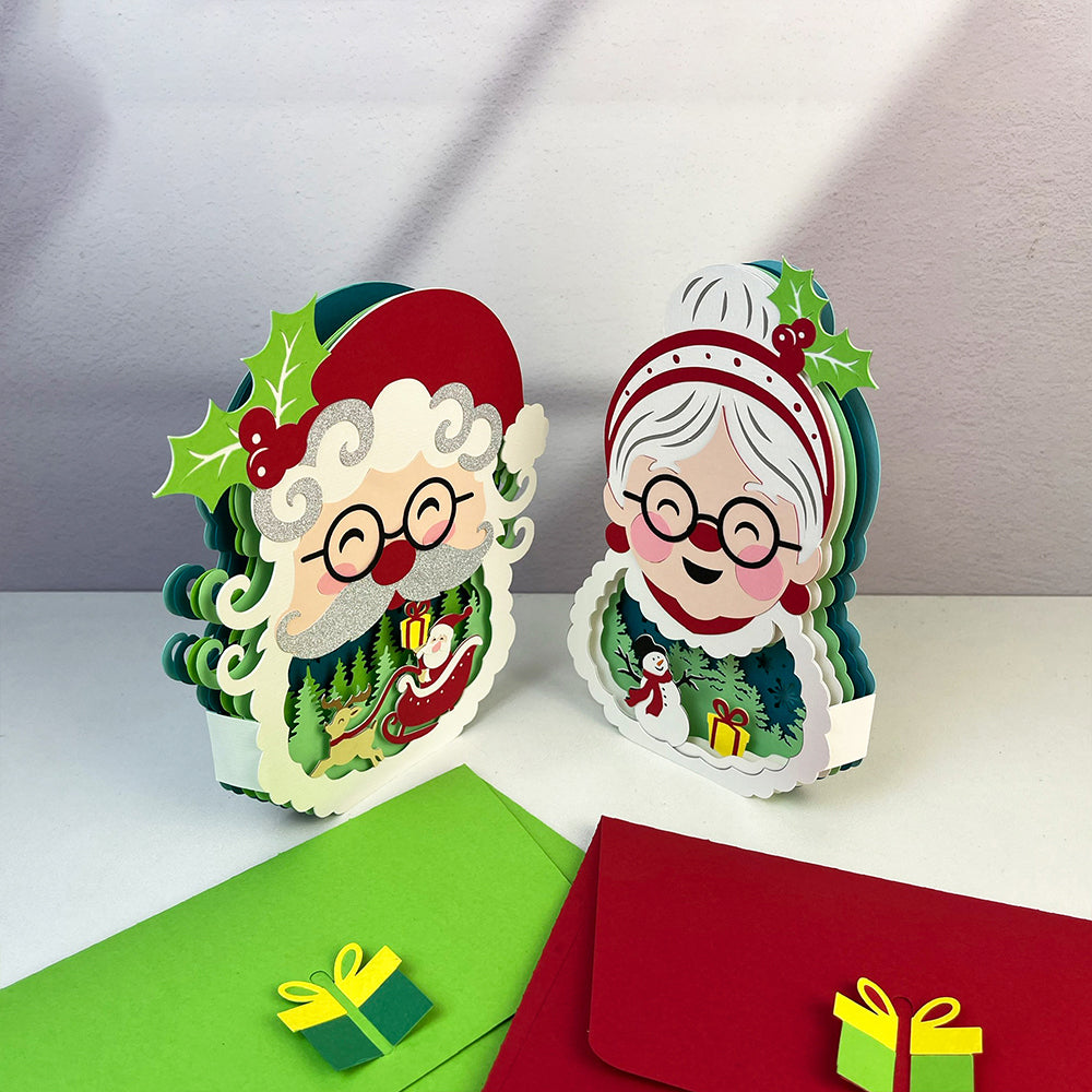 Pack 2 Santa and Mrs. Claus – 3D Pop-Up Card SVG File for Cricut & Silhouette