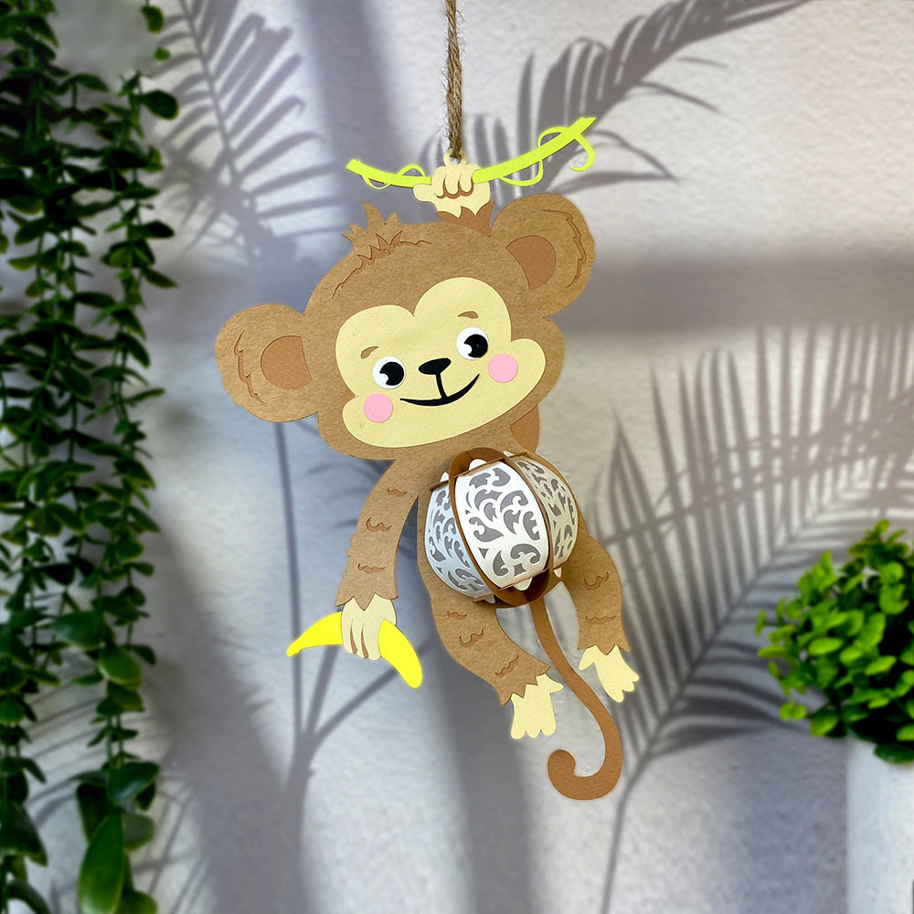 Monkey - 3D Animal Paper Cut Lantern File  - Cricut File  - VEKTOR KRAFT