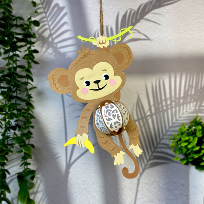 Monkey - 3D Animal Paper Cut Lantern File  - Cricut File  - VEKTOR KRAFT
